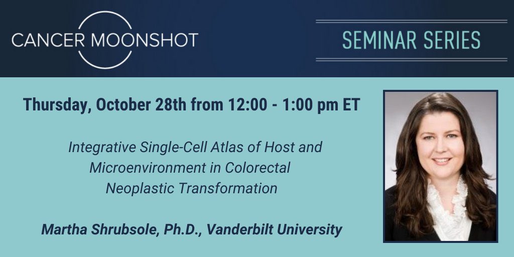 cemccarthy02's tweet photo. During her #CancerMoonshotSeminar, Dr. Martha Shrubsole @VUMChealth described her @NCIHTAN research generating a #precancer atlas for #coloncancer. What are some other #HTAN research projects? #CMSSHTAN https://t.co/detCbT7XhF