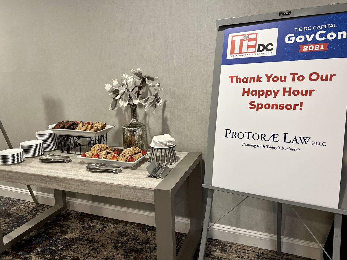 Protorae_Law's tweet photo. Thank you to everyone who worked hard to put the @TiEDC GovCon 2021 conference together! Protorae's own Devon Hewitt was a speaker and our firm was the proud sponsor of the Friday Happy Hour. https://t.co/z1NI5T2ahK