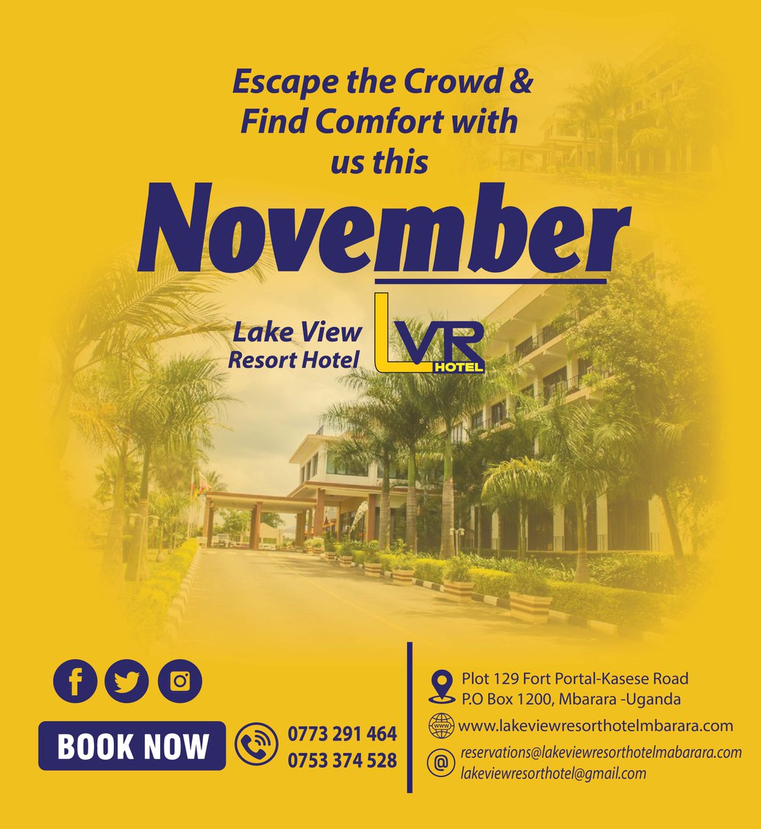 LakeViewHotelUG's tweet photo. Escape the Crowds and find comfort with us this #November
BOOK NOW; 0773291464 / 0753374528
#Staycation2021 #Staycation2022 #staysafe #socialdistancing #nearcation #relax #homeawayfromhome #hotels #Restaurant https://t.co/rj8M6NJzdm