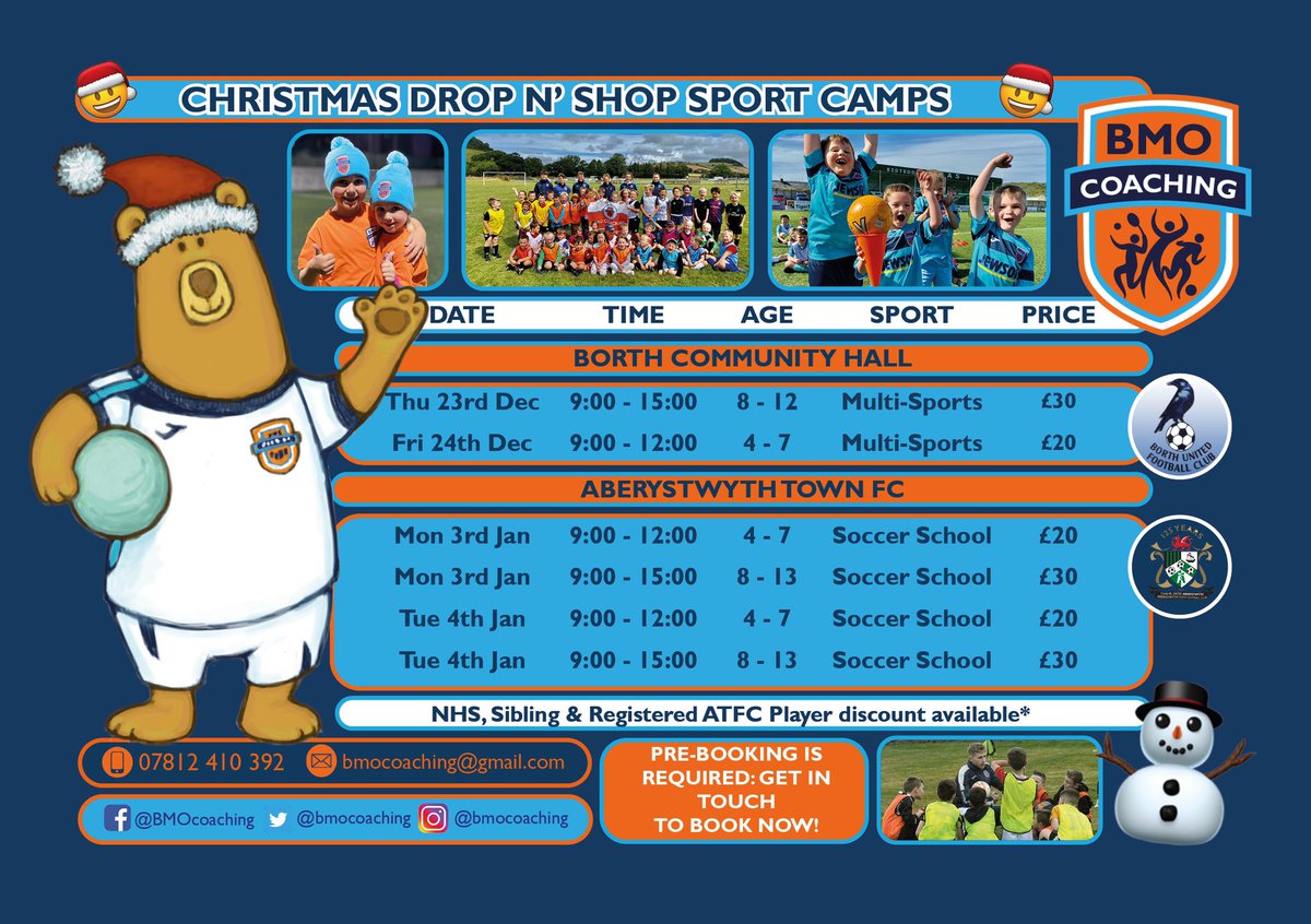 BmoCoaching's tweet photo. π
π»CHRISTMAS HOLIDAY CAMPSπ
π»
Join us at 2 locations for both Multi-Sport & Soccer School holiday camps! π
- Christmas lucky dips every day! π
- 10+ sports to be delivered! π€ΎπΌββοΈ
- 2 fantastic venues! π
- Various discount available*! π²
Get in touch to book today!π
π»
#bmocoaching https://t.co/yYugNaiWoe