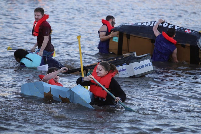 timesrecordnews's tweet photo. Sink, swim or win – several MSU Texas organizations competed in the annual cardboard boat racing competition. https://t.co/V4dbQ7Nl3O https://t.co/93KyhfDQY7