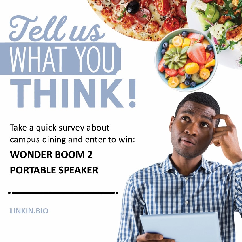 PCDining_401's tweet photo. Take a minute and tell us what you think about Dining Services and be entered for a chance to win a WONDERBOOM 2 Portable Speaker.  Survey link https://t.co/dNDVkqKmHX

#providencecollege #friars #gofriras #friartown #provcollege #RAY #PC2022 #PC2023 #PC2024 #PC2025 https://t.co/o8JjQkubyK