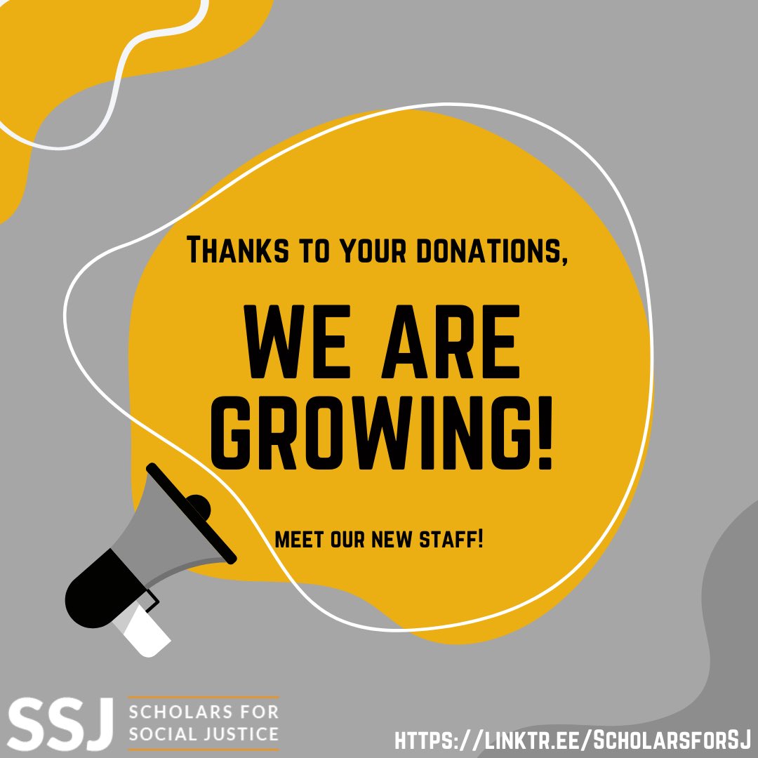 ScholarsForSJ's tweet photo. Thanks to gifts and donations from our supporters, SSJ is growing!! We are so excited to welcome new folks to the #SSJTeam! Meet our new staff and see what they’ll be up to!! If you haven’t already, be sure to subscribe to our newsletter to stay up to date on everything SSJ! https://t.co/yVh2hnNt8O