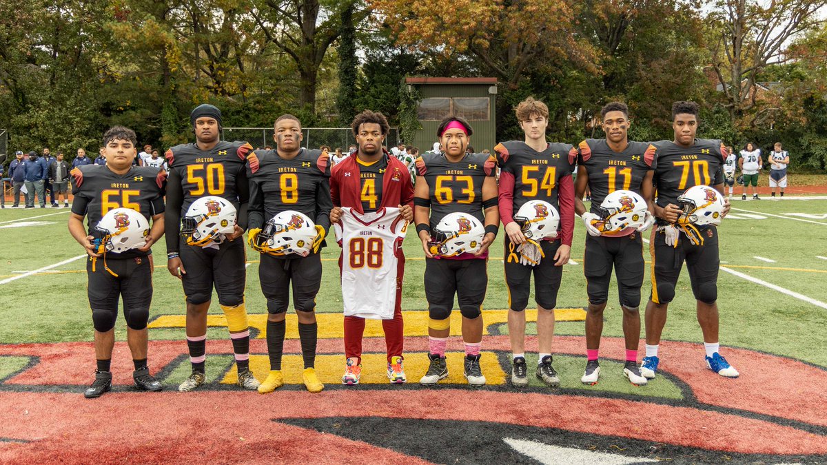 bishopiretonhs's tweet photo. Despite a 49-13 loss to St. Mary's Ryken on Saturday, we celebrated our eight senior football players and remembered a ninth, Aidan Kwelberg, who tragically passed away last year. We are grateful for their commitment to BI football! #AdvanceAlways #GreatToBeACardinal https://t.co/9V7uC1WIqm
