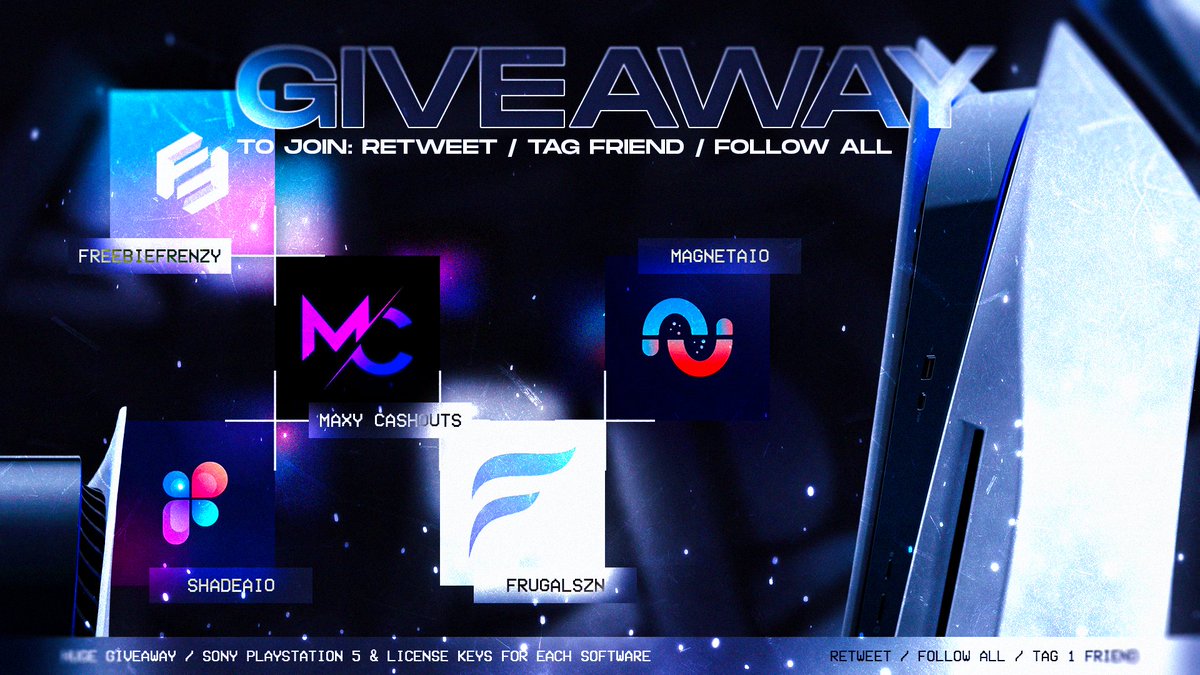 Maxy's Cashouts (@maxy_cashouts) on Twitter photo 🎁 | Giveaway! A PlayStation 5 and some of the best software!
1 x <a href="/Maxy_Cashouts/">Maxy's Cashouts</a> - PlayStation 5
1 x <a href="/MagnetAIO/">Magnet</a> - License
1 x <a href="/ShadeAIO/">Shade Software</a> - License
1 x <a href="/FreebieFrenzy/">Freebie Frenzy (Freebie King 👑)</a> - License
1 x <a href="/Frugalszn/">Frugal Season</a> - Access
🗒️ RT, Tag a friend and Follow all accounts!
More tags = more entries! 🎁 | Giveaway! A PlayStation 5 and some of the best software!
1 x <a href="/Maxy_Cashouts/">Maxy's Cashouts</a> - PlayStation 5
1 x <a href="/MagnetAIO/">Magnet</a> - License
1 x <a href="/ShadeAIO/">Shade Software</a> - License
1 x <a href="/FreebieFrenzy/">Freebie Frenzy (Freebie King 👑)</a> - License
1 x <a href="/Frugalszn/">Frugal Season</a> - Access
🗒️ RT, Tag a friend and Follow all accounts!
More tags = more entries!