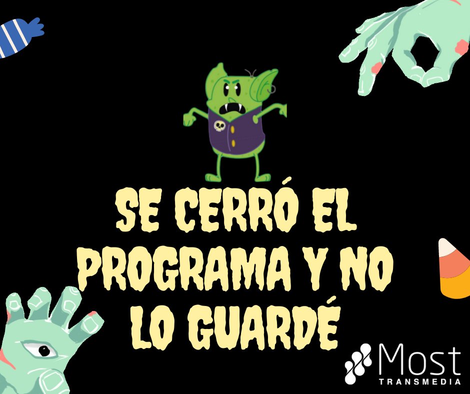 Most_Transmedia's tweet photo. Aunque parecen sustos de temporada, a los Mosters nos pasa todo el tiempo 😖.
¿Qué frases aterradoras les han quitado el sueño?😣
#FrasesdeTerror #DiaDeMuertos #DiaDeTodosLosSantos #Terror https://t.co/s4g2pn2O34
