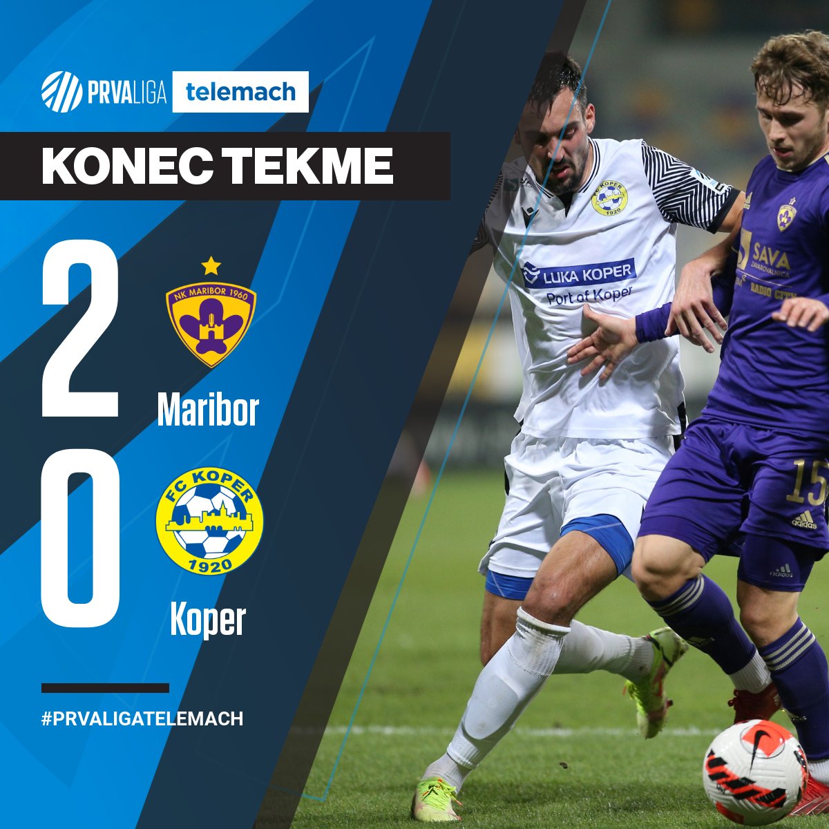 PrvaLigaSi's tweet photo. Koper je z dvema zadetkoma pokopal Ognjen Mudrinski. #MARKOP #PrvaLigaTelemach https://t.co/zbTzl3c2Dm
