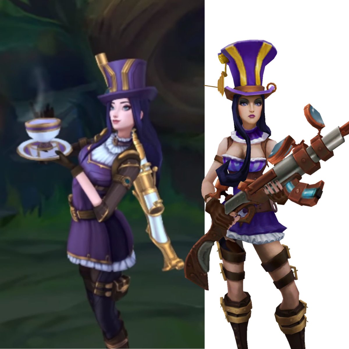 PBEBrasil's tweet image. Caitlyn rework x atual | Em jogo