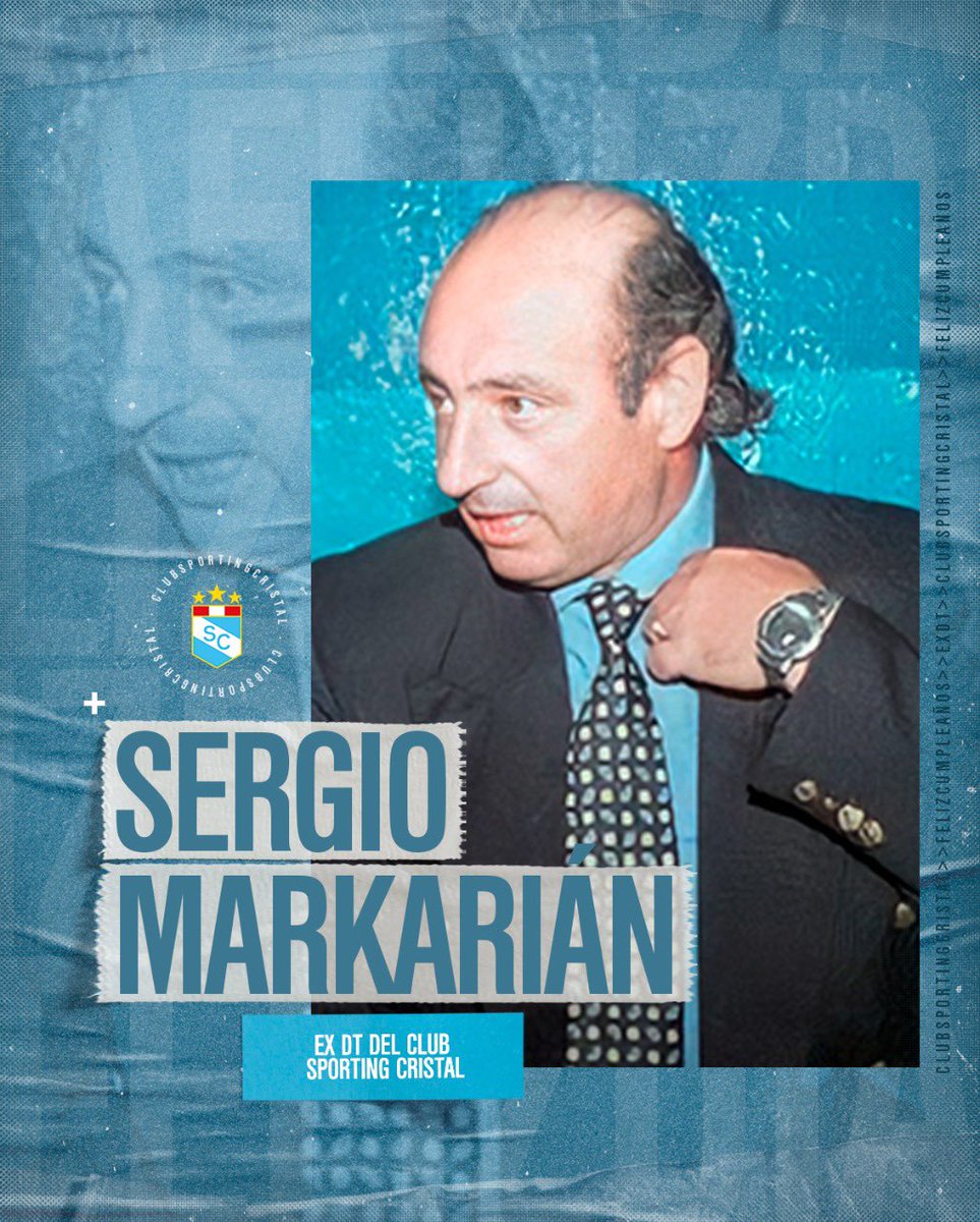 ClubSCristal's tweet photo. ¡Feliz cumpleaños, “Mago”!

Hoy, celebramos el cumpleaños de nuestro exDT Sergio Markarián.

Llegó a mediados de 1996 y se coronó tricampeón nacional con el Club. 🏆 🏆 🏆 

Junto a él llegamos a la final de la Copa Libertadores en 1997.

¡Mándale tus saludos!

#FuerzaCristal https://t.co/0MfD1U5OoR