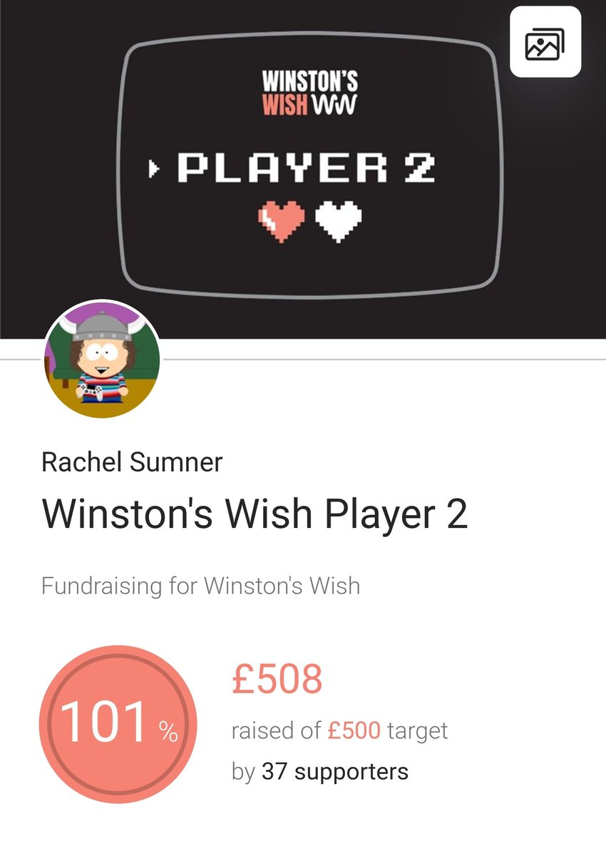 Dr_Sumner's tweet photo. Woohoo!! ยฃ500 smashed with still a few days to go.
Thank you so much to all that have sponsored me. ยฃ500 means @winstonswish can support a grieving child for 6 whole months. What a magic thing to do.
Thank you โค
#TeamWinston #MyPlayer2 https://t.co/SVOCvaBPJb