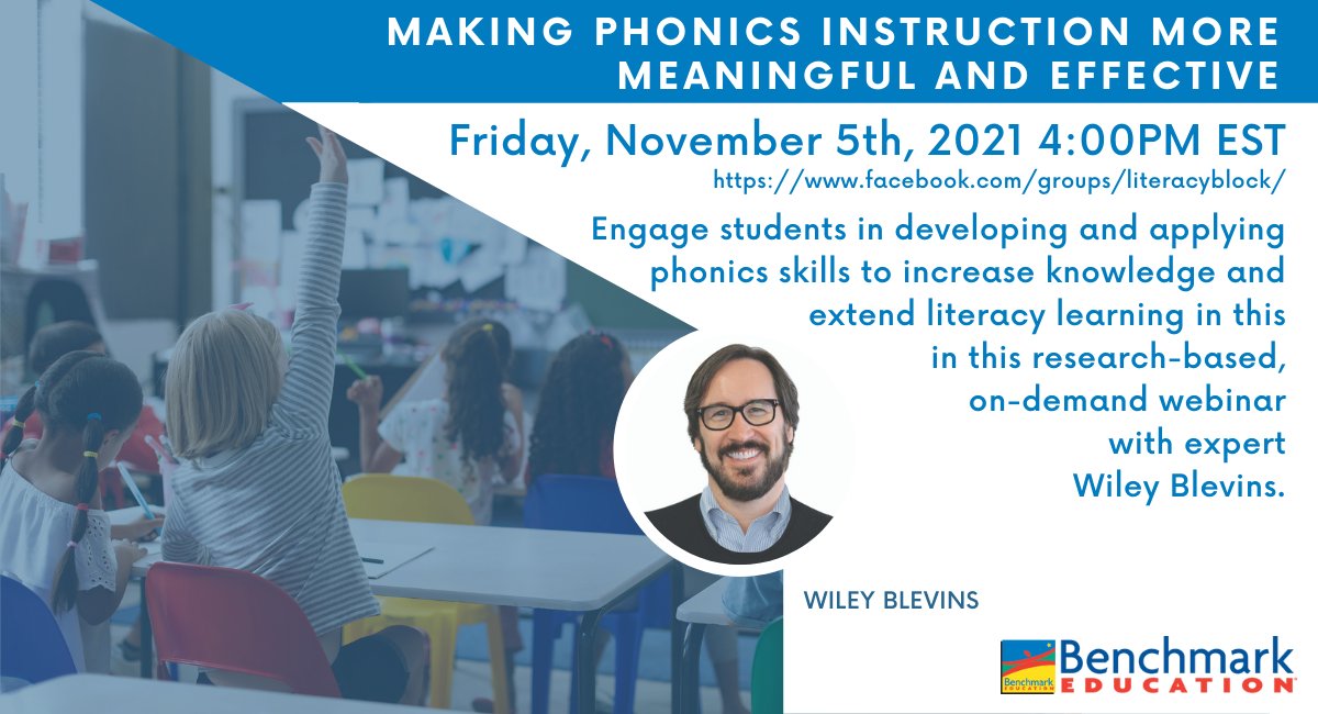Learn new ways to engage students in developing and applying phonics skills with phonics expert Wiley Blevins in this on-demand, research-based webinar! Respond to learning gaps and identify strategies to accelerate diverse students’ progress. 

Join now→ bit.ly/3pXE8Jh