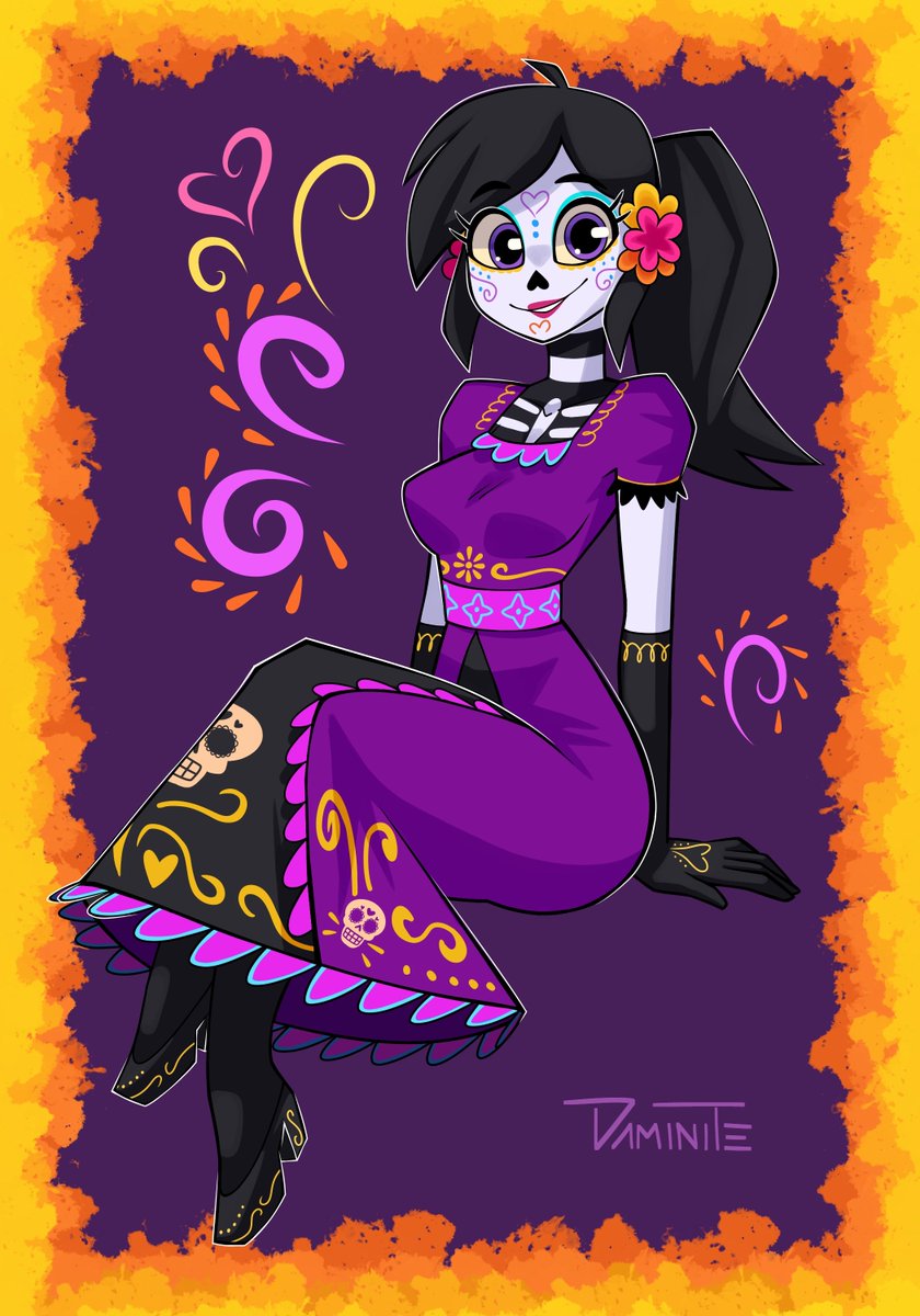 DeviantDaminite's tweet photo. Desde el año pasado quería dibujarla, este año no se me podía pasar.

#CatalinaLaCatrina #DiaDeMuertos https://t.co/R6dSE14l5V