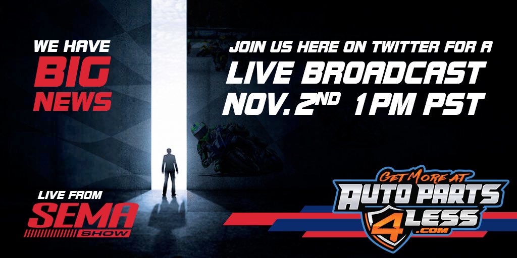 AP4Less's tweet photo. We have a major announcement to share with the world! Tune in tomorrow Tuesday Nov 2nd at 1pm PST for a live update from SEMA. $FLES https://t.co/CYdQFbyNV0