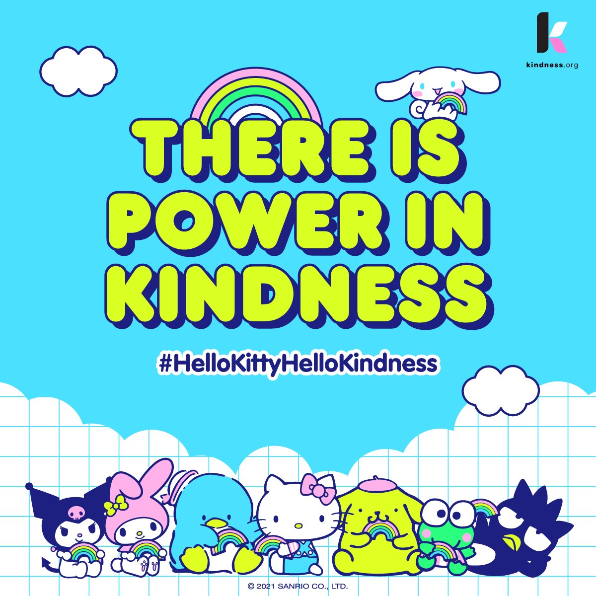 sanrio's tweet photo. World Kindness Day is on November 13th and we're inviting you to help spread 10,000 acts of kindness with @hellokitty and @kindness_org! 🌈💕Show us how you're spreading kindness by tagging #HelloKittyHelloKindness.⁠ 

Learn more here: https://t.co/W8uS5t5sgY https://t.co/gjpqRjWZgn