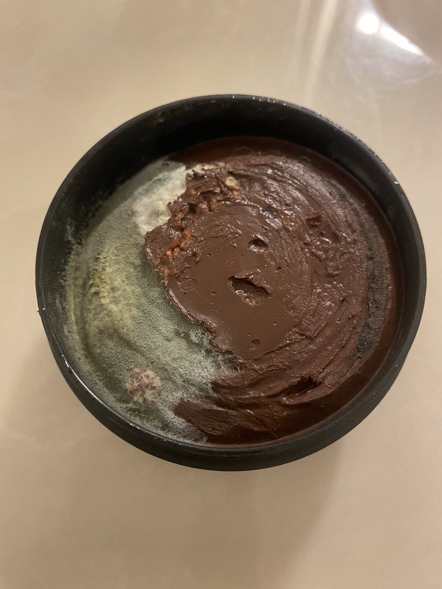 irinanaz's tweet photo. @lushcosmetics opened up my glen cocoa mask and it’s all moldy 🤢 in the trash it goes https://t.co/8jXiZ9oNpM