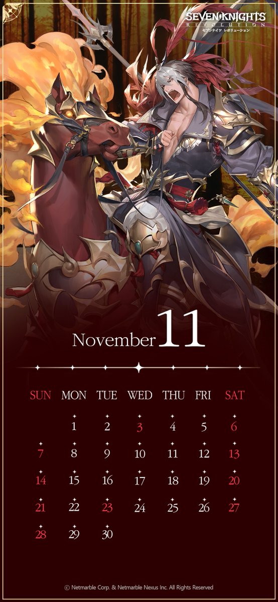 SenaRevo's tweet photo. 📅カレンダープレゼント📅
セナレボ制作チームから勇ましい呂布の11月カレンダーが到着しました✨

ぜひ待ち受けやデスクトップに設定してイラストを楽しんでくださいね！
※こちらはスマホ用/PC用の壁紙となります
#セナレボ https://t.co/3sbxI6BW5v