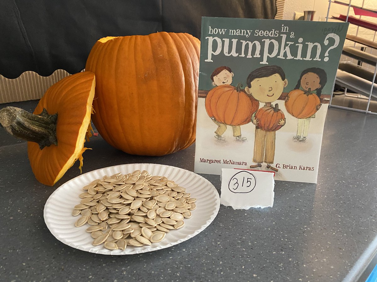 MrsU_1stGrade's tweet photo. Magical Monday Moment: watching my firsties count the seeds in our classroom pumpkin. Look at all those groups of 10!! Well done! 🎃❤️ @HeritageECS #WEareLakota #pumpkinscience #fallfun https://t.co/nl20qshDfi