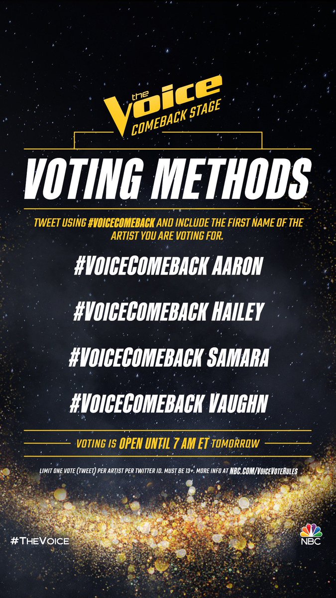 Vote me back!!! #voicecomebackaaron