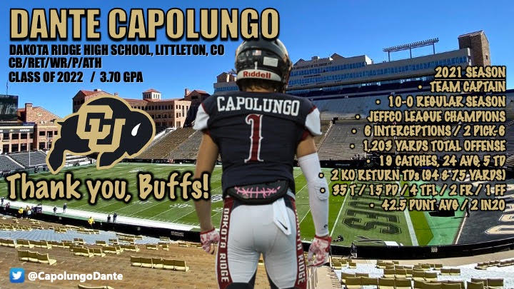 dante capolungo (@capolungodante) on Twitter photo I'm excited and honored to say after a great phone call with <a href="/CoachReino/">Chris Reinert</a> I was offered a PWO opportunity with <a href="/CUBuffsFootball/">Colorado Buffaloes Football</a>!!
<a href="/k_dorrell/">Karl Dorrell</a> <a href="/cdorrell18/">Chandler Dorrell</a> <a href="/CoachChev6/">Darrin Chiaverini</a> <a href="/coach_meat/">Demetrice”Coach Meat”Martin</a> <a href="/djbryant13/">Dj Bryant</a> I'm excited and honored to say after a great phone call with <a href="/CoachReino/">Chris Reinert</a> I was offered a PWO opportunity with <a href="/CUBuffsFootball/">Colorado Buffaloes Football</a>!!
<a href="/k_dorrell/">Karl Dorrell</a> <a href="/cdorrell18/">Chandler Dorrell</a> <a href="/CoachChev6/">Darrin Chiaverini</a> <a href="/coach_meat/">Demetrice”Coach Meat”Martin</a> <a href="/djbryant13/">Dj Bryant</a>
