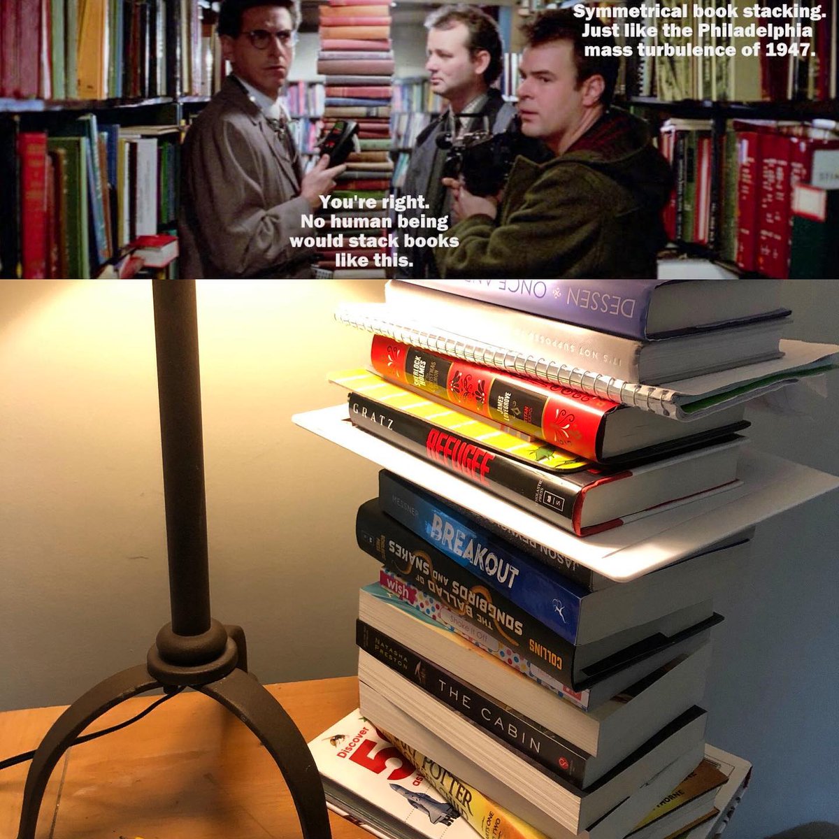 ChetPowell's tweet photo. My son posted this👇🏽with a pic of his wife's books on the end table.  😏 https://t.co/RJDKJLZ8Px