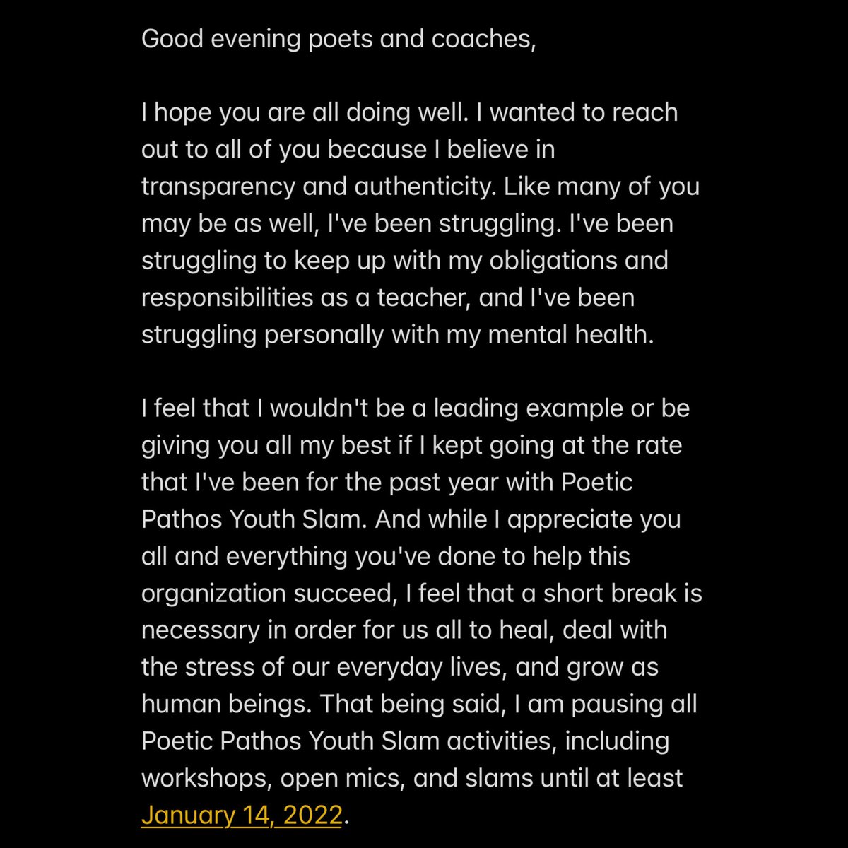 PoeticPathos's tweet photo. From our Executive Director @joelcmayo https://t.co/phCx1zQdxt