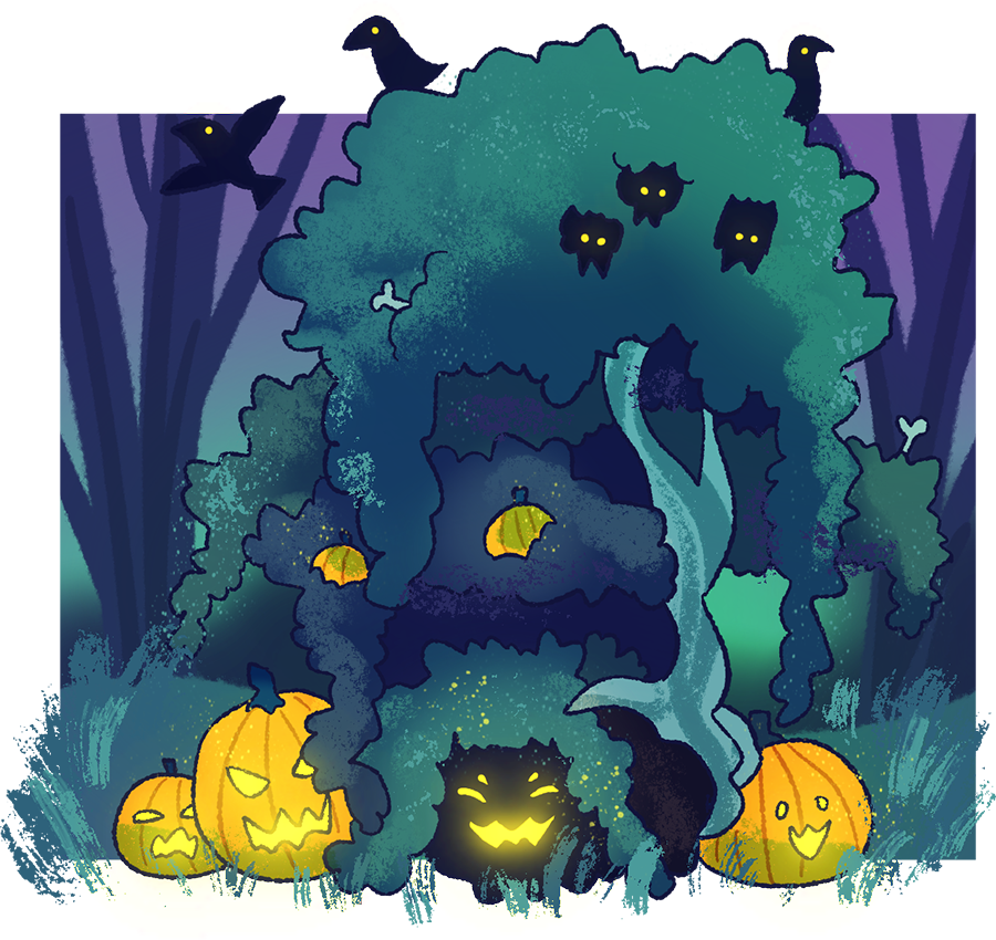 gelatobear's tweet photo. some spooky/costume halloween draws for my pacapillar and pouflon characters~ https://t.co/DfGymvR5P5