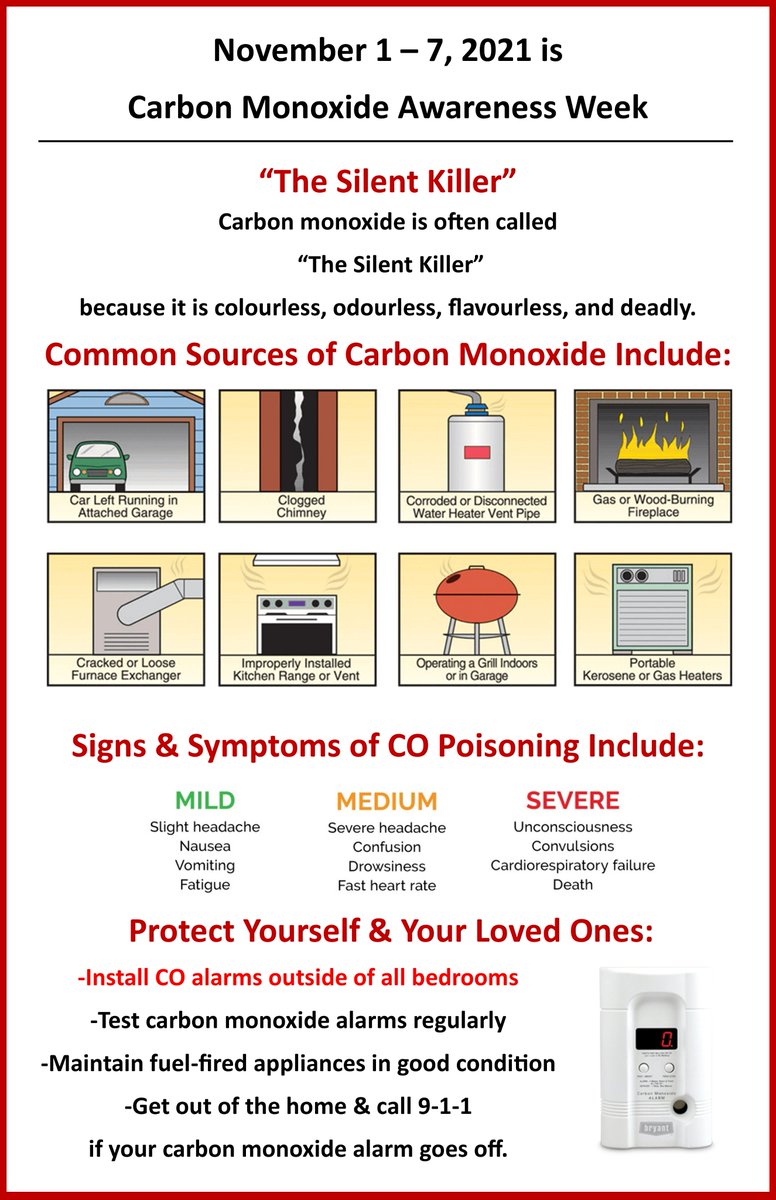 Do you have working Carbon Monoxide alarms on every level of your home? CO alarms save lives, help protect yourself and others.