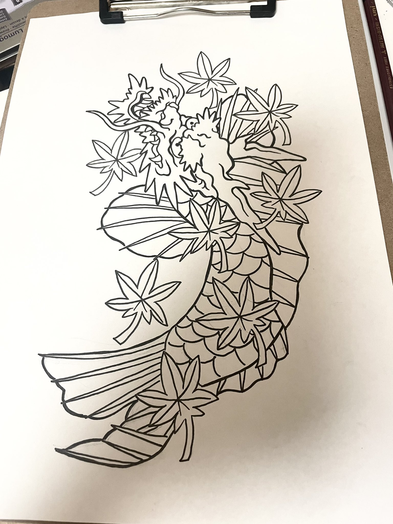 Shou Tattoo Art Tokyo 新規オーダーです タトゥー 刺青 お絵描き イラスト 鯉 化け鯉 デザイン 和彫り T Co T356vgxyds Twitter