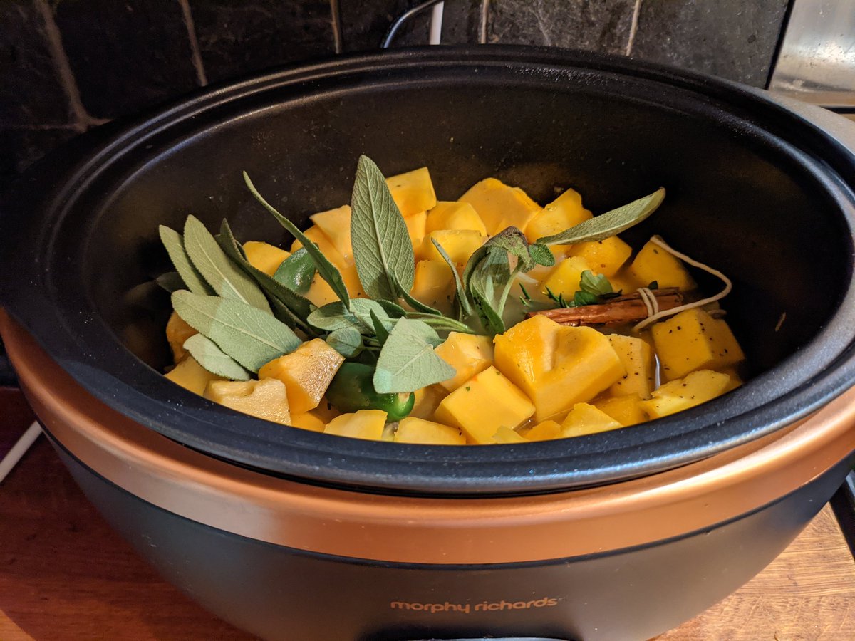 Biguft's tweet photo. Nipped up to my allotment earlier and picked the fresh ingredients and herbs for some home grown, homemade pumpkin soup. #allotment #allotmentlife #plot30b #pumpkin #pumpkinsoup https://t.co/wyMhzQP8ol