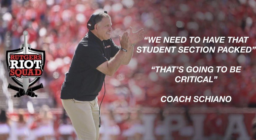 RURiotSquad's tweet photo. We’re entering the home stretch of the regular season, and we need ALL of New Jersey at each of the remaining 2 home games, starting with this Saturday at 3:30pm vs Wisconsin 🪓🪓

Listen to @GregSchiano and claim your student ticket using the link in our bio ‼️ https://t.co/1cdLuzlCnU