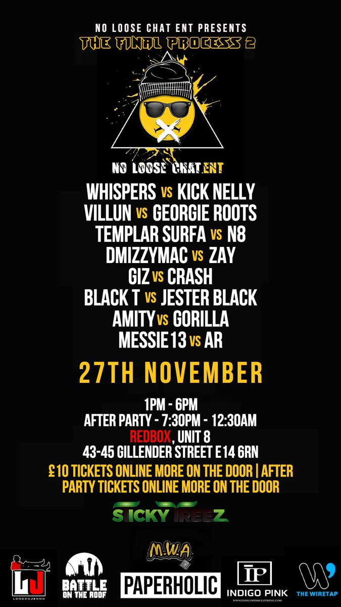 Pariz1's tweet photo. #TheFinalProcess
@Noloosechat

27.11.21

Ticket Link:
https://t.co/M4Atcgo34j…

There will be an after party for this event hosted by @STICKYTREEZUK where food and refreshments will be available to purchase. https://t.co/8wRy9xytOx