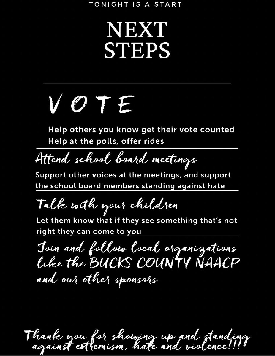 IndivisibleBUX's tweet photo. The organizers of tonight's #GardenofReflection event in #BucksCounty ask that you take these next steps to stand against hate! https://t.co/slwHaDoa1V