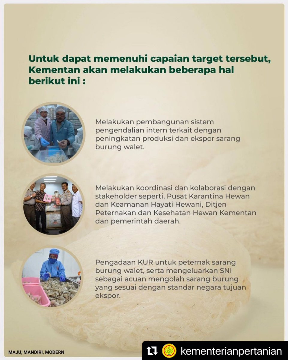 BarantinRI's tweet photo. Kementan akan menargetkan ekspor #SBW🇮🇩 pada 2024 sebanyak 2.500 ton.

Kementan akan menyiapkan beragam upaya agar target tersebut dapat terpenuhi dengan baik.

Ingin tahu apa saja upaya yang akan dilakukan oleh Kementan? Yuk sila disimak
.
Karimin #SapaPagi https://t.co/FjHzFBz6K9