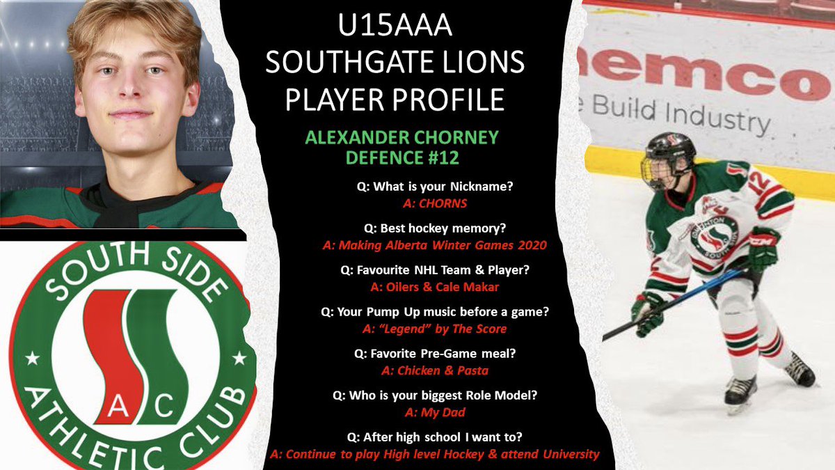 SSAC_U15AAA's tweet photo. 🚨 Player Profile Alert 🚨 Introducing our U15AAA Team Defence. Next up on deck is our Captain #12 Alexander “Chorns” Chorney @SSACHockey #SouthgateLions #AEHL #SSACFamily ⚫️🔴🟢 https://t.co/9xoydNOlCz