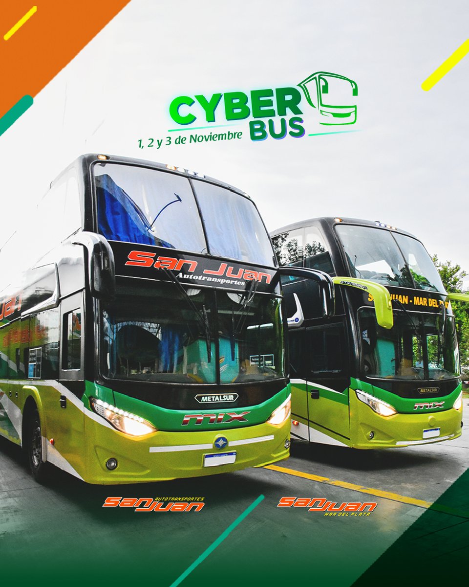 ATSJViajes's tweet photo. Verano a la vista 👀

¡Llegó Cyber Bus! 🔥🔥
👉 Del 1 al 3 de Noviembre podes comprar tus pasajes para viajar en enero y febrero con un 40% de descuento.

🚌 Viaja a Mar del Plata desde San Juan, San Luis y Mendoza 🚌

#ATSJ #SanJuan #Mardelplata #Cyberbus #previaje #viajaseguro https://t.co/McwMb9sMqE