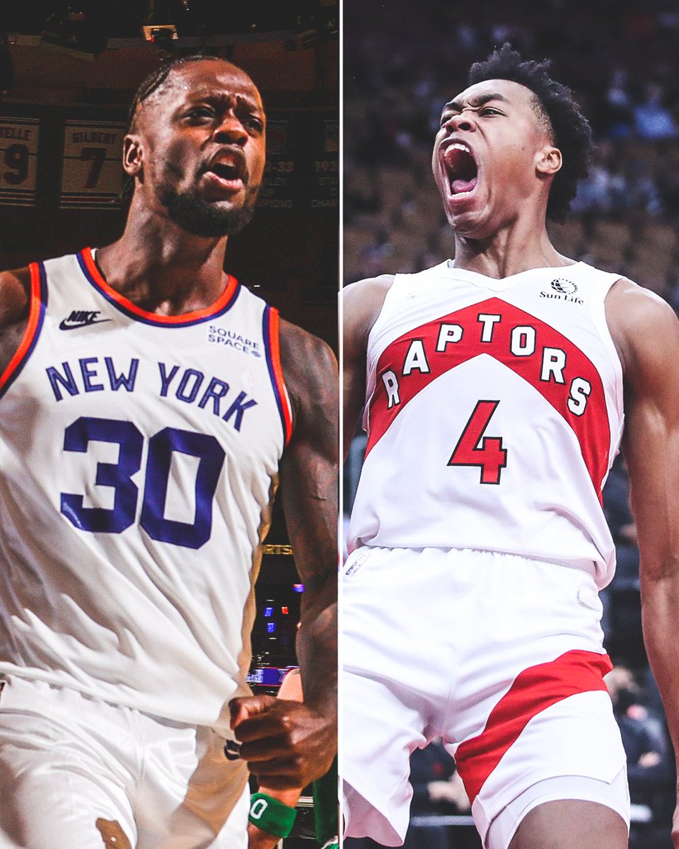 ESPNNBA's tweet photo. 75 years ago today, the first game in league history was played between the New York Knickerbockers and the Toronto Huskies.

Today, the Knicks and the Toronto Raptors face off at MSG to celebrate the historic day 👏 #NBA75 https://t.co/k0aewTa9CQ