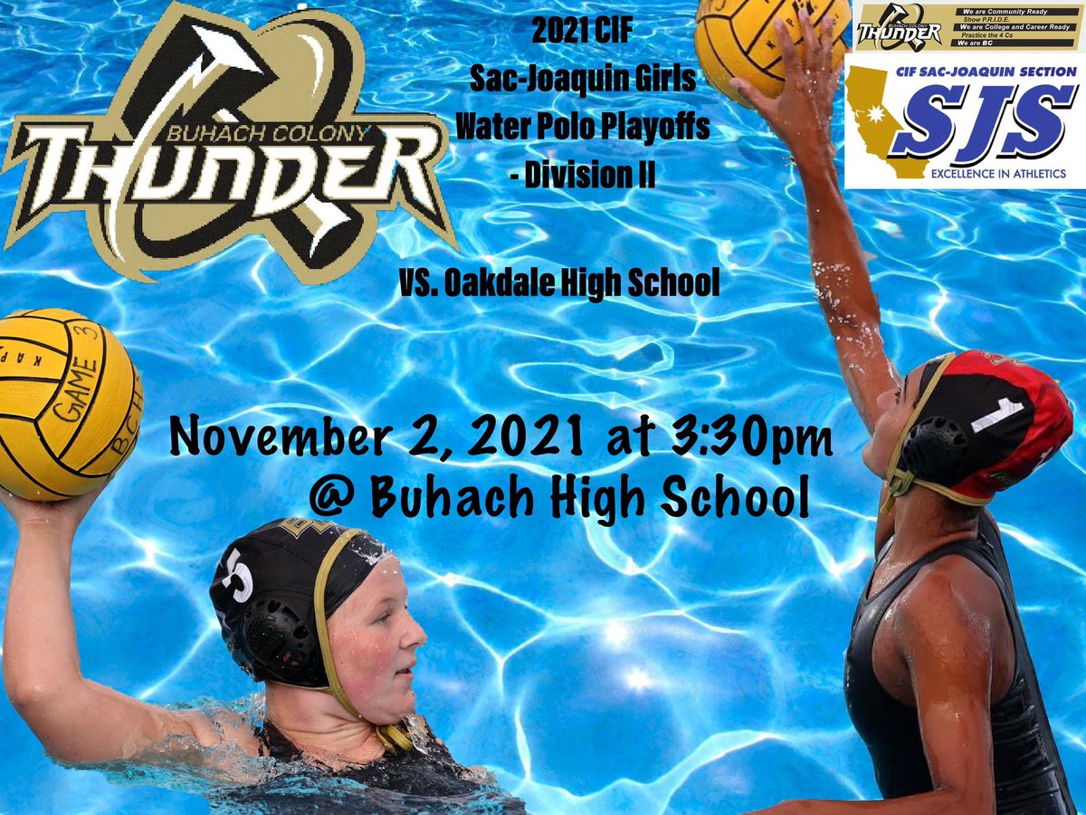 Tuesday’s 11/2 home water polo match vs. Oakdale will need pre-purchased tickets online. The Sac Joaquin Section controls playoffs tickets. No tickets will be sold at the game, click on the link below to purchase! #BuhachPride
gofan.co/app/events/435…