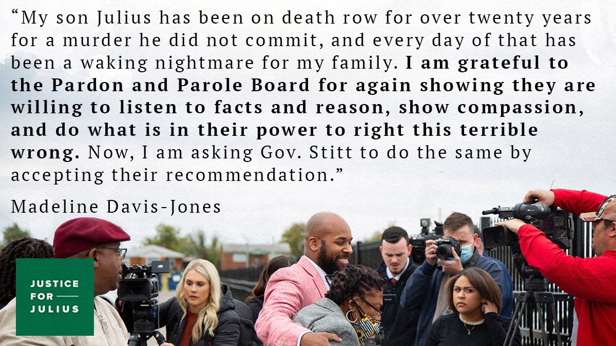 justice4julius's tweet photo. Statement from Julius’ mother, Madeline Davis-Jones, after today’s clemency hearing #justiceforjulius https://t.co/5Skh1CkLNo