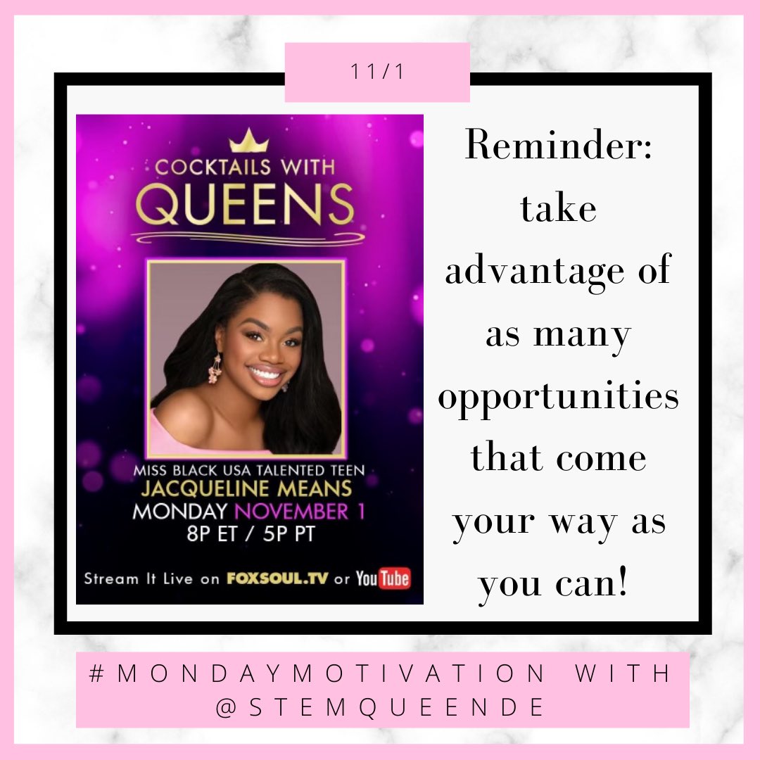 STEMQueenDE's tweet photo. This weeks’ #MondayMotivation💪🏾 is a reminder to take advantage of opportunities when they come your way. One opportunity that I’m grateful for is my appearance on #FoxSoul TV  📺 TONIGHT at 8pm EST! It's going to be a blast - be sure to tune in! • #inWilm #netDE #BlackGirlMagic https://t.co/FBk8nq3Cp0