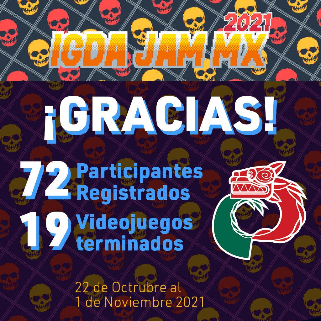 igda_mx's tweet photo. La jam oficialmente ha terminado 🎉🎊
Muchas gracias por haber hecho de este evento un total éxito, ahora todo queda en manos de nuestros jueces, esperen próximo aviso para anunciar los ganadores! ♥

#IGDAMexico #IGDAMx #IGDAJamMX2021 https://t.co/Hmu921c6ZO