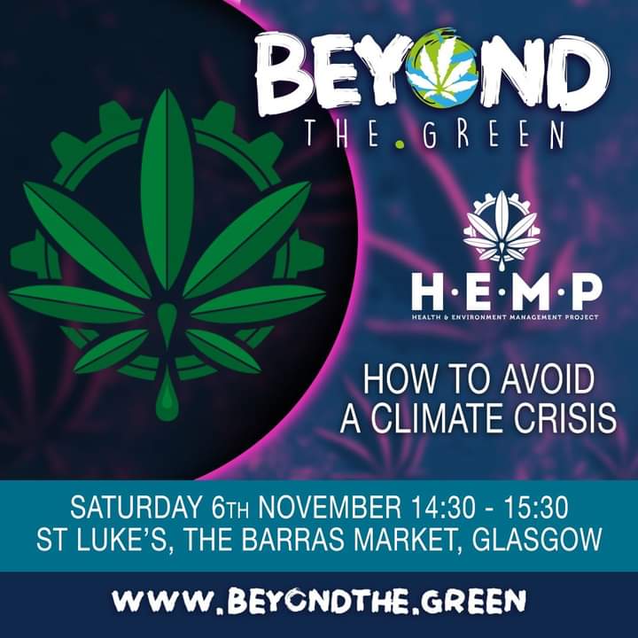 CBDMeUK's tweet photo. H.E.M.P 🌱🌎💚
HOW TO AVOID A CLIMATE CRISIS 2.30pm Saturday 6th November 2021 
Beyond the green 5th -7th November St Luke's East End Glasgow doors open 5.30pm Friday #Hemp #COP26 #Glasgow #Solutions #ClimateChage # https://t.co/gC5JoSLXPo