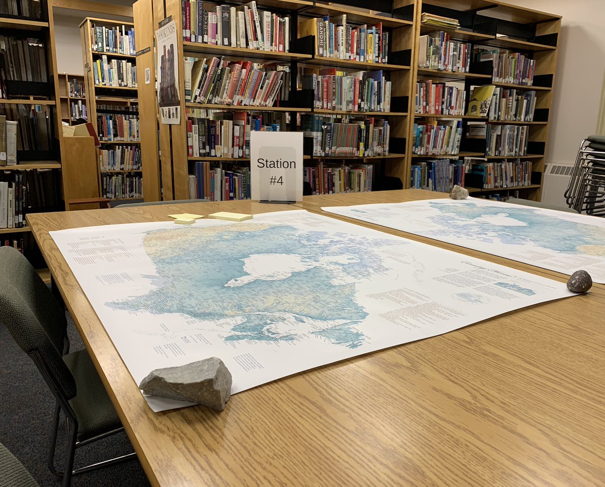 NHS_library1's tweet photo. Learning alongside Geo classes this week in recognition of Treaty week.  Using a gorgeous map ~ Coming Home:  To Indigenous Place Names.  Thanks @kylmorrisonedu for dropping in &amp; collaborating with NHS folks. https://t.co/CwsidBTtrG