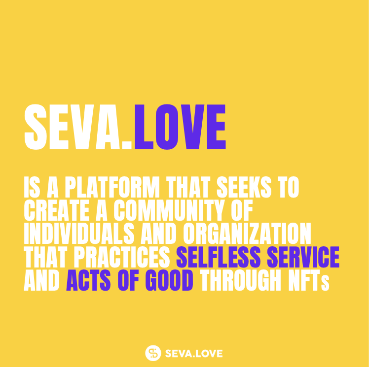 sevaislove's tweet photo. How do you #creategood?
By selflessly sharing yourself - your time, your knowledge, or your resources, to make a change or impact a community.
We are here to showcase the acts of good that #art and #NFTs can create!
#sevalove #metaseva #NFTCommunity #nftart #nftartist https://t.co/pJMbKn0GSn