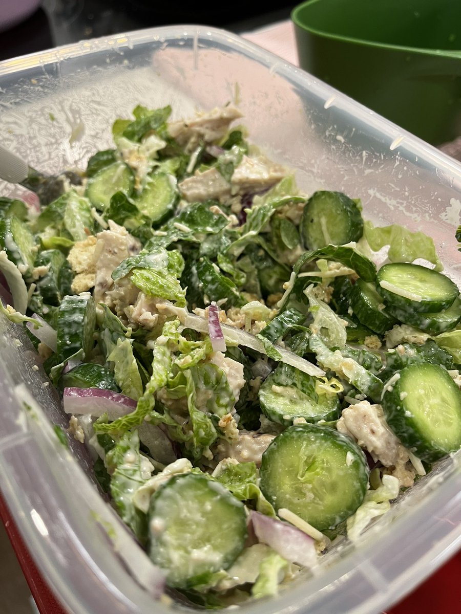 sophiaCodesIt's tweet photo. This weeks attempt at more veggies: 
Salads for lunch &amp; currently making homemade vegetable soup. 

Share recipes with me! Meat recipes are fine! Just trying to move away from dairy / carb heavy meals.

I ran my first 5k which I’m proud of but I’m not fueling my body properly. https://t.co/N7DAhNrQlp