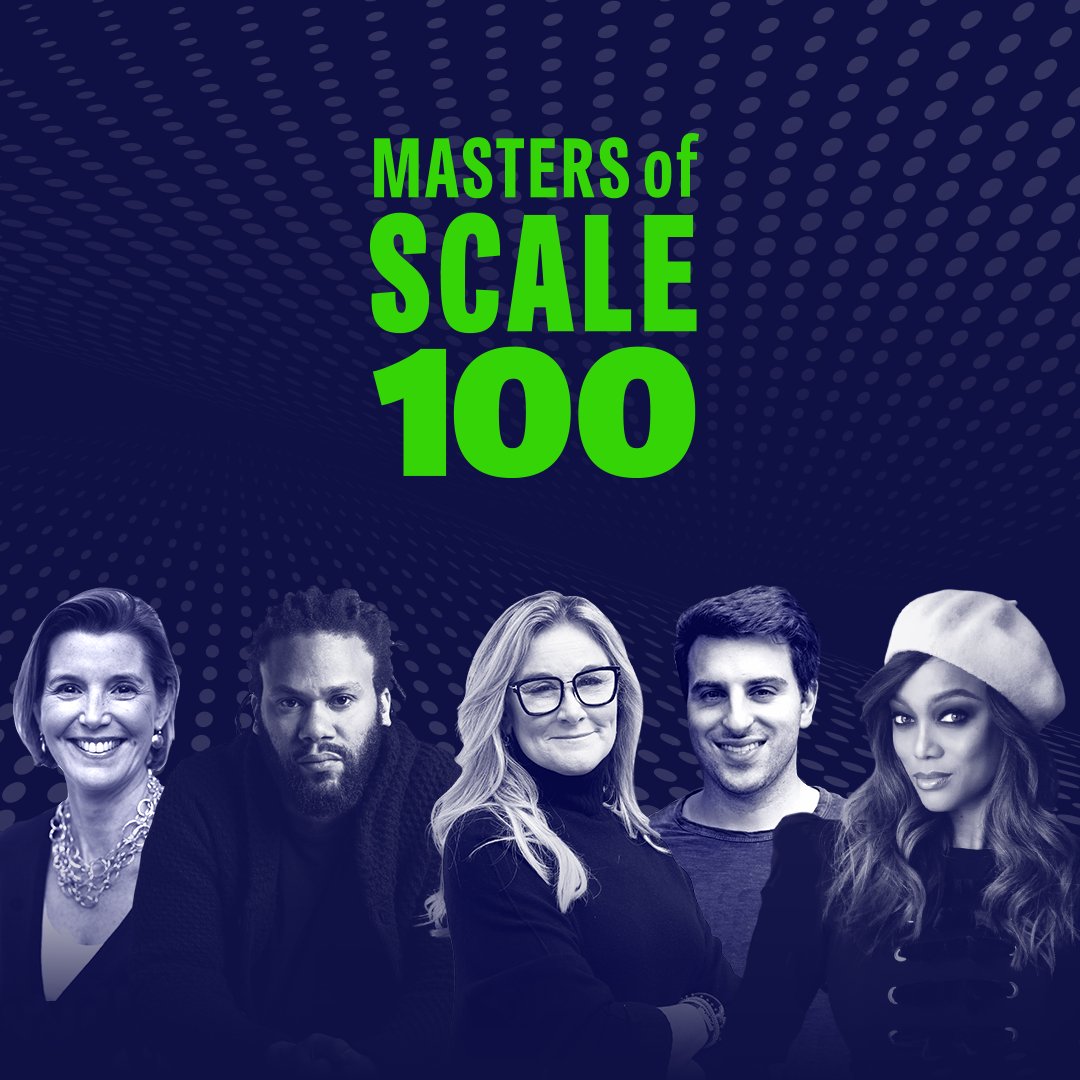 mastersofscale's tweet photo. Unforgettable lessons from 5 leadership journeys: In our 100th ep, @ReidHoffman &amp; @jonecohen chat w/all-star guests @brianchesky, @tyrabanks, @AngelaAhrendts, @franklinleonard &amp; @SallieKrawcheck. At the top of @applepodcasts today! https://t.co/OekEc8PUXZ https://t.co/zmFitLN9ND