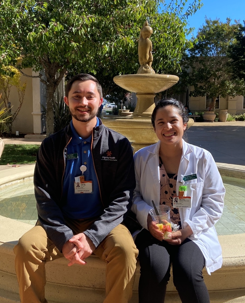 CalPolySLODI's tweet photo. #RD2BE @dishin_up_nutrition celebrated the last day of his food service management rotation at Marian Regional Medical Center with fellow intern @goodeatswithmeli. Eight weeks flew by. #internsinaction @calpolyextended @calpolyslodi https://t.co/knCjufoTnq