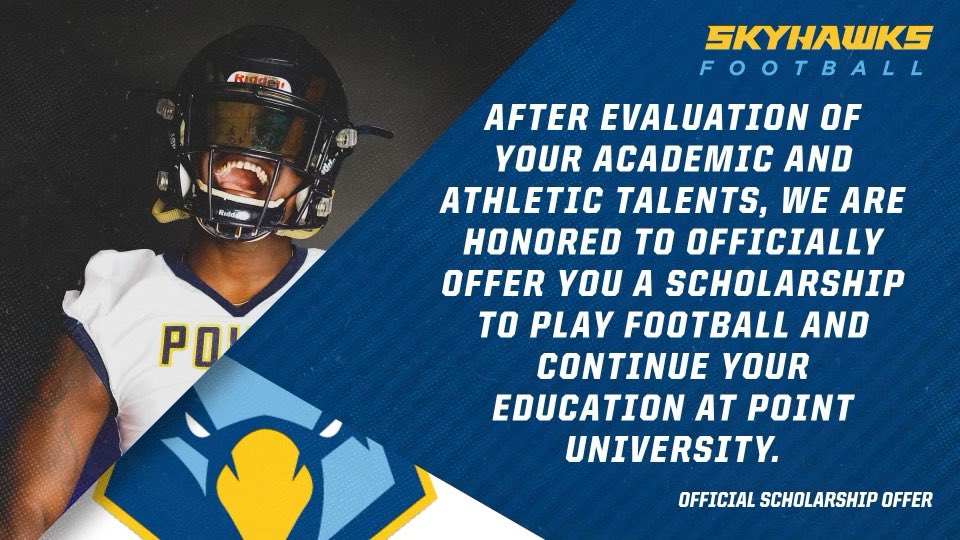 After a great talk with <a href="/Taber_77/">Coach Taber</a> I’m blessed to receive this offer to <a href="/PointFootball/">Point University Football</a> 🙏🏾<a href="/ECHSrecruits/">East Coweta Recruits</a>