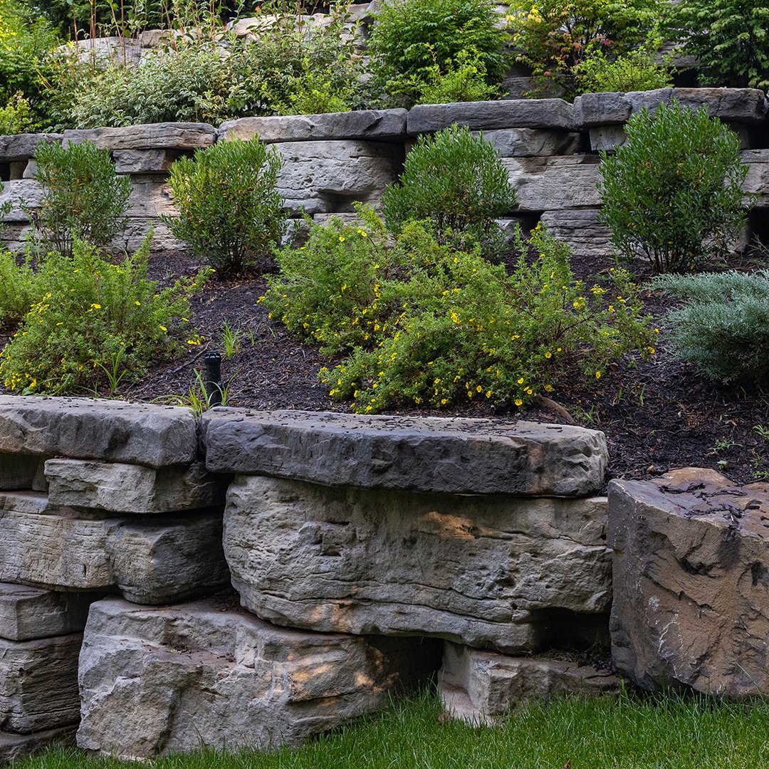 NicolockPaving's tweet photo. Not your ordinary retaining wall. Our #Outcropping gives you the large rock #landscaping design that's great for #walls, #stairs, and #poolscapes without sacrificing the structurally sound solution you need. Download our Wall #catalog for great ideas, https://t.co/qIFbWB0Gj9. https://t.co/6pajt85L6C