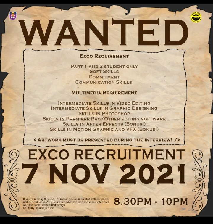 CompassUitmJ's tweet photo. Assalammualaikum,
Salam Sejahtera,

[ PENCARIAN EXCO BARU UNTUK COMPASS ]❗
●Kelab Computer Science Association (COMPASS) akan mengadakan program PENCARIAN EXCO BARU bagi semester ini.✨ https://t.co/8Th9E7VoIE