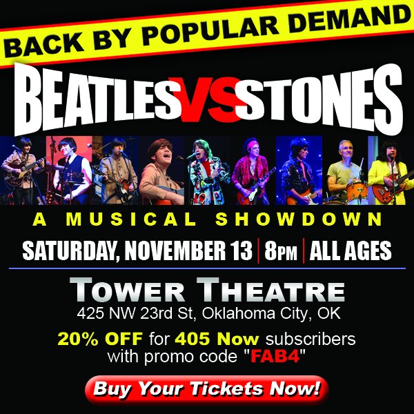 abbeyroadband's tweet photo. Beatles vs. Stones returns to the @TowerTheatreokc on Saturday, November 13 
Tickets are here: 

https://t.co/5ao3tPdlyX
#okc #oklahoma #oklahomacity #edmond #edmondok #downtownokc #thisisoklahoma #beatles #beatlesforever #beatlesfan #thebeatlesfan #thebeatles #paulmccartney https://t.co/b2prg9yQNX